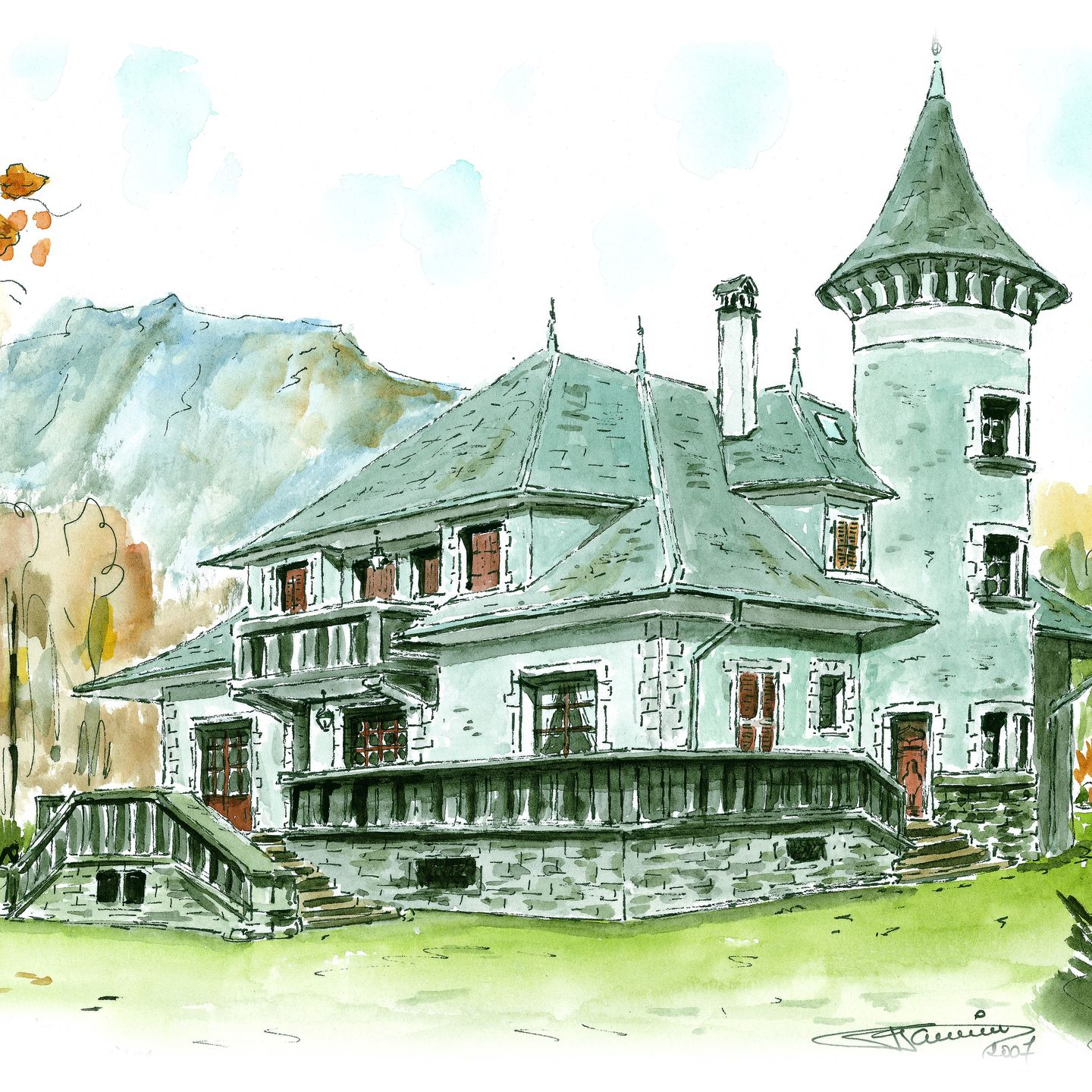 Villa Cohendier à l'aquarelle